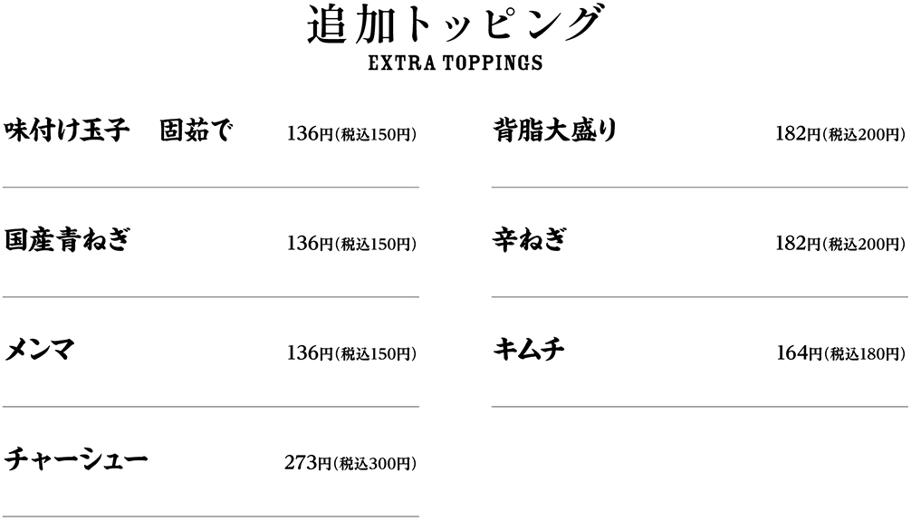 追加トッピング